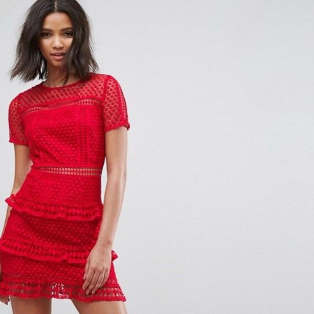 ASOS - Liquorish Red Crochet Dress